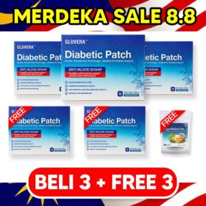 PAKEJ PROMO MERDEKA 9.9 (3 KOTAK GLUVERA FREE 2 KOTAK GLUVERA + FREE 1 POUCH GLUVERA TEA)